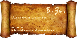 Birnbaum Zsófia névjegykártya